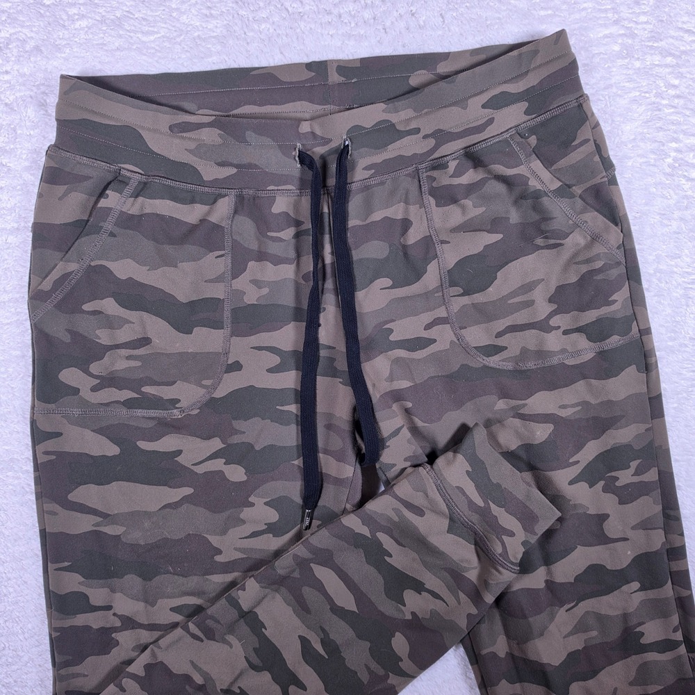 Zyia Active Camo Joggers Women Medium Green Nylon Stretch Drawstring Pockets